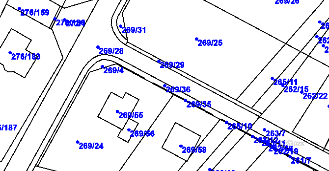 Parcela st. 269/36 v KÚ Březno u Chomutova, Katastrální mapa
