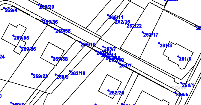 Parcela st. 263/11 v KÚ Březno u Chomutova, Katastrální mapa
