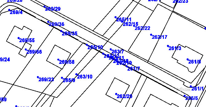 Parcela st. 263/12 v KÚ Březno u Chomutova, Katastrální mapa