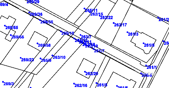 Parcela st. 262/19 v KÚ Březno u Chomutova, Katastrální mapa