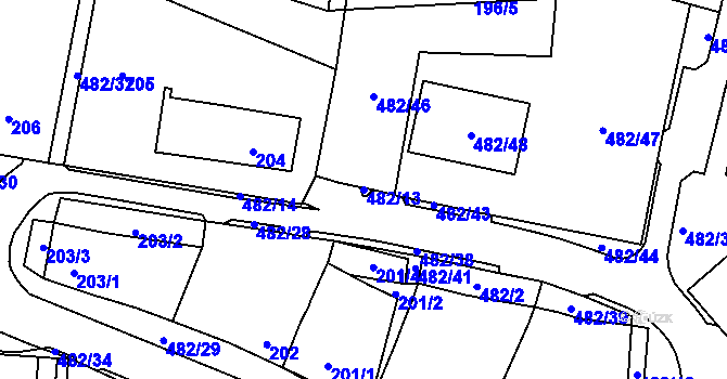 Parcela st. 482/13 v KÚ Březno u Chomutova, Katastrální mapa