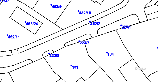 Parcela st. 223/7 v KÚ Březno u Chomutova, Katastrální mapa
