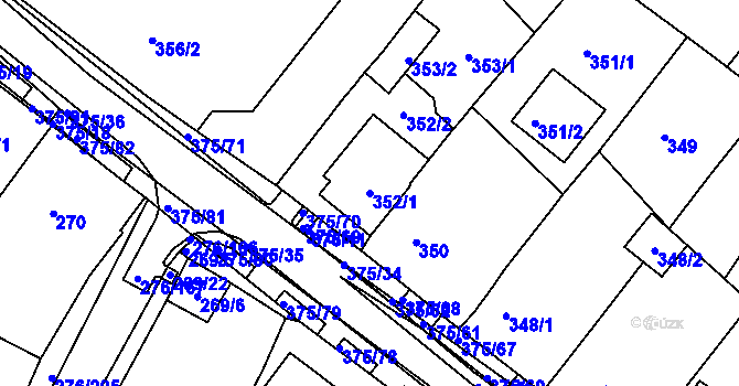 Parcela st. 352/1 v KÚ Březno u Chomutova, Katastrální mapa