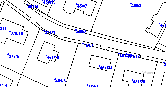 Parcela st. 451/1 v KÚ Březno u Chomutova, Katastrální mapa