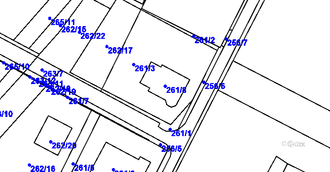 Parcela st. 261/8 v KÚ Březno u Chomutova, Katastrální mapa
