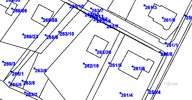 Parcela st. 262/20 v KÚ Březno u Chomutova, Katastrální mapa