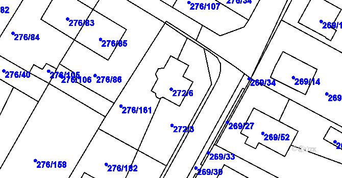 Parcela st. 272/6 v KÚ Březno u Chomutova, Katastrální mapa