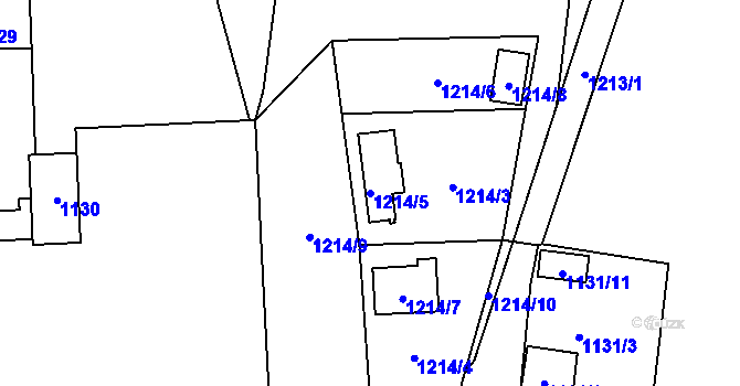 Parcela st. 1214/5 v KÚ Březno u Chomutova, Katastrální mapa