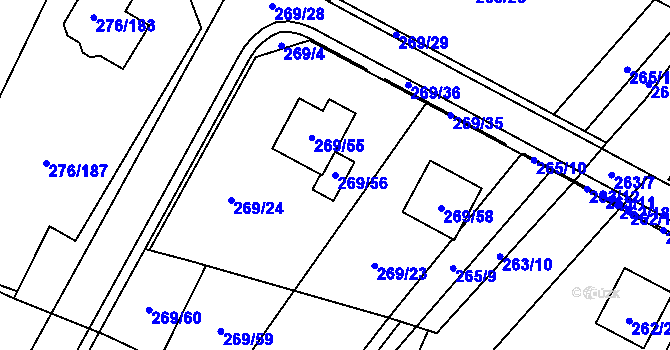 Parcela st. 269/56 v KÚ Březno u Chomutova, Katastrální mapa