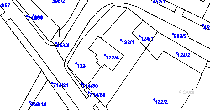 Parcela st. 122/4 v KÚ Březno u Chomutova, Katastrální mapa
