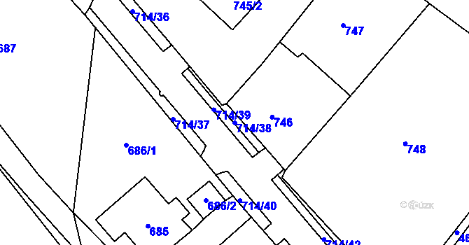 Parcela st. 714/38 v KÚ Březno u Chomutova, Katastrální mapa