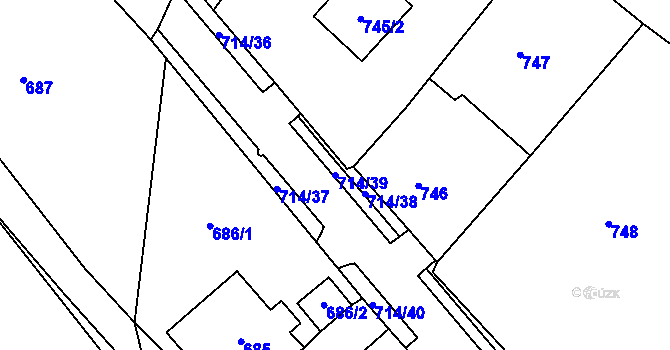Parcela st. 714/39 v KÚ Březno u Chomutova, Katastrální mapa