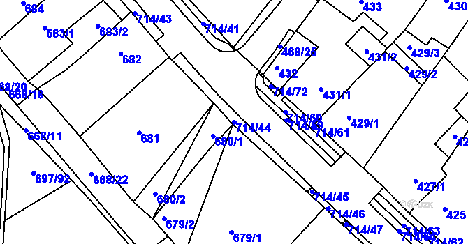 Parcela st. 714/44 v KÚ Březno u Chomutova, Katastrální mapa