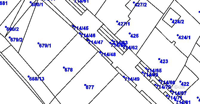 Parcela st. 714/48 v KÚ Březno u Chomutova, Katastrální mapa