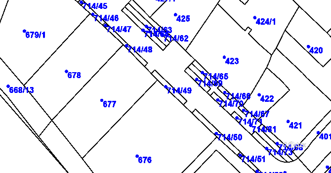 Parcela st. 714/49 v KÚ Březno u Chomutova, Katastrální mapa