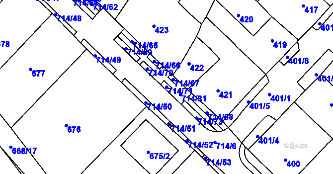 Parcela st. 714/71 v KÚ Březno u Chomutova, Katastrální mapa