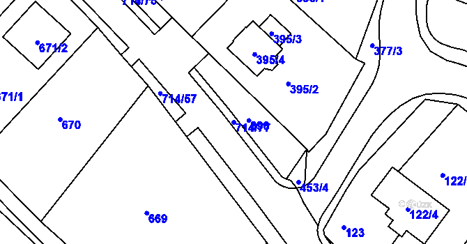 Parcela st. 714/77 v KÚ Březno u Chomutova, Katastrální mapa