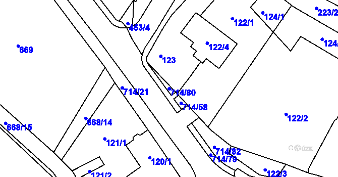 Parcela st. 714/80 v KÚ Březno u Chomutova, Katastrální mapa