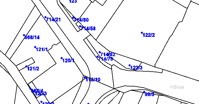 Parcela st. 714/82 v KÚ Březno u Chomutova, Katastrální mapa