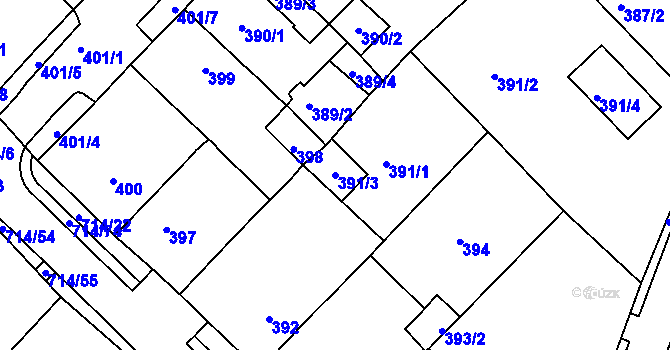 Parcela st. 391/3 v KÚ Březno u Chomutova, Katastrální mapa