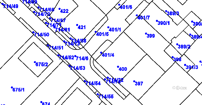 Parcela st. 401/4 v KÚ Březno u Chomutova, Katastrální mapa