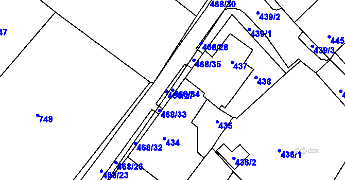 Parcela st. 468/34 v KÚ Březno u Chomutova, Katastrální mapa