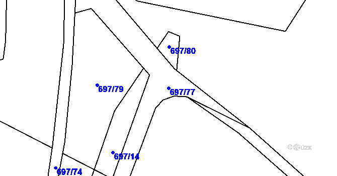 Parcela st. 697/77 v KÚ Březno u Chomutova, Katastrální mapa