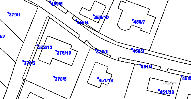Parcela st. 378/1 v KÚ Březno u Chomutova, Katastrální mapa