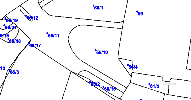 Parcela st. 56/10 v KÚ Březno u Chomutova, Katastrální mapa