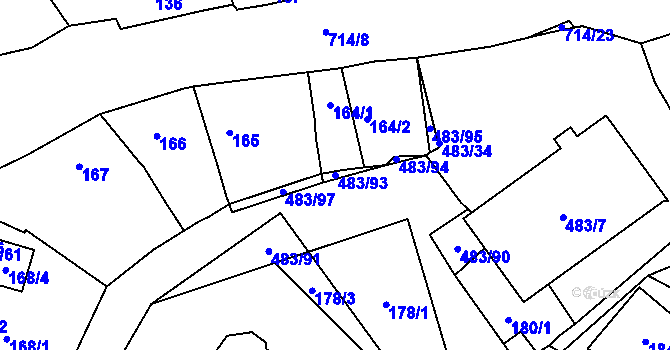 Parcela st. 483/93 v KÚ Březno u Chomutova, Katastrální mapa