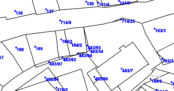 Parcela st. 483/95 v KÚ Březno u Chomutova, Katastrální mapa