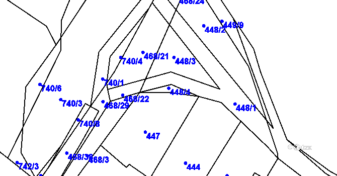 Parcela st. 448/4 v KÚ Březno u Chomutova, Katastrální mapa