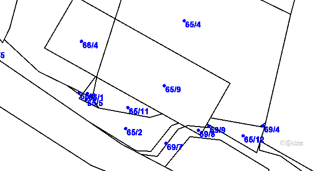 Parcela st. 65/9 v KÚ Březno u Chomutova, Katastrální mapa