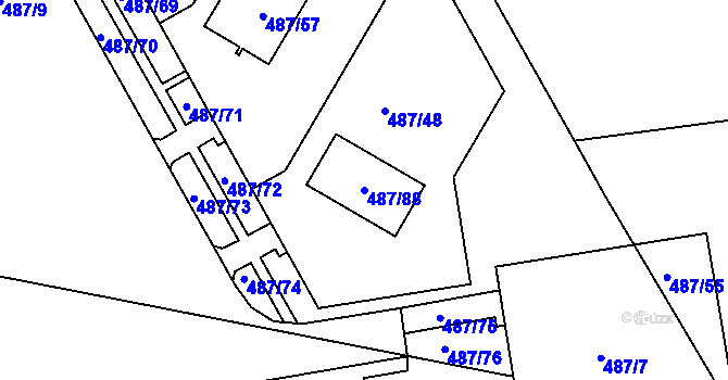 Parcela st. 487/88 v KÚ Březno u Chomutova, Katastrální mapa