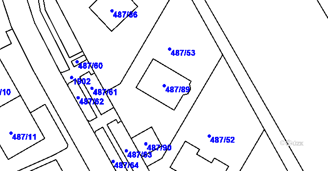 Parcela st. 487/89 v KÚ Březno u Chomutova, Katastrální mapa