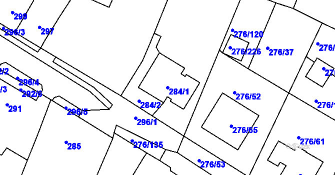 Parcela st. 284/1 v KÚ Březno u Chomutova, Katastrální mapa