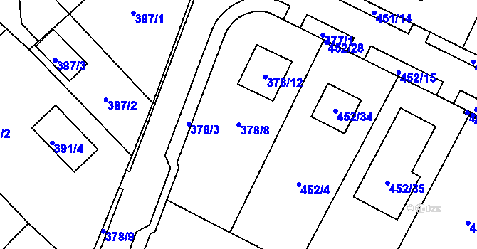 Parcela st. 378/8 v KÚ Březno u Chomutova, Katastrální mapa
