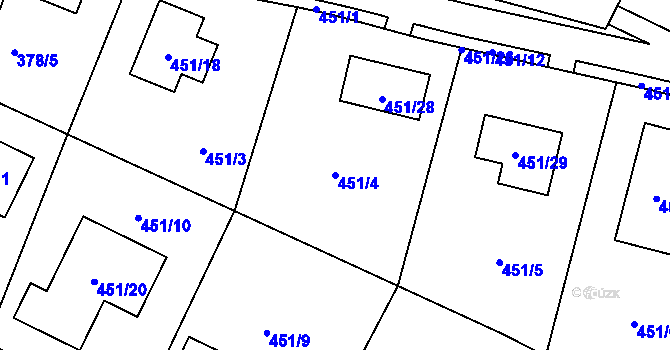 Parcela st. 451/4 v KÚ Březno u Chomutova, Katastrální mapa