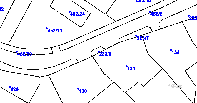 Parcela st. 223/8 v KÚ Březno u Chomutova, Katastrální mapa