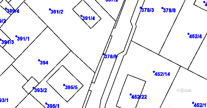Parcela st. 378/9 v KÚ Březno u Chomutova, Katastrální mapa