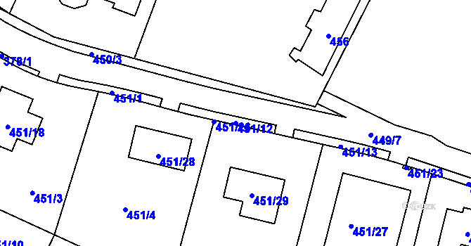 Parcela st. 451/12 v KÚ Březno u Chomutova, Katastrální mapa