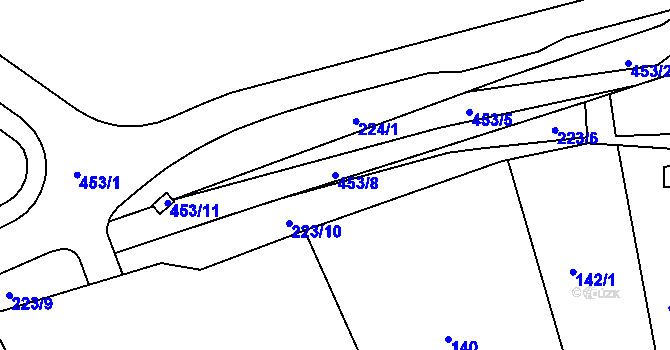 Parcela st. 453/8 v KÚ Březno u Chomutova, Katastrální mapa