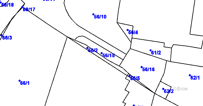 Parcela st. 56/15 v KÚ Březno u Chomutova, Katastrální mapa