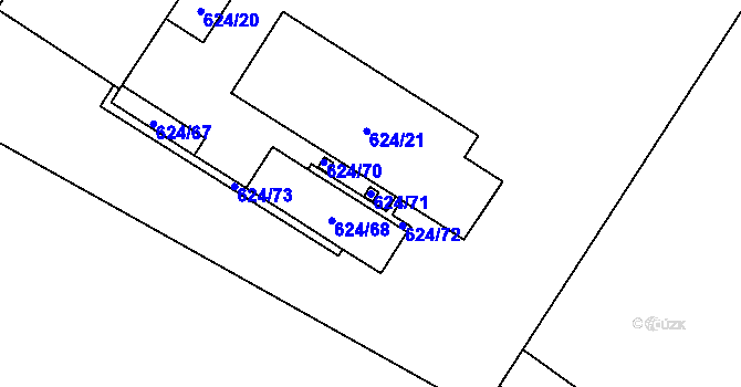 Parcela st. 624/71 v KÚ Březno u Chomutova, Katastrální mapa