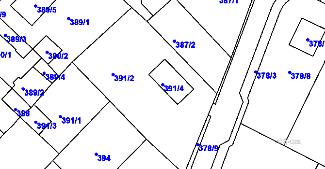 Parcela st. 391/4 v KÚ Březno u Chomutova, Katastrální mapa