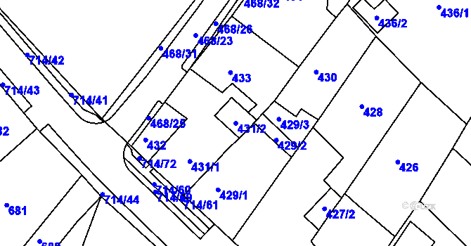 Parcela st. 431/2 v KÚ Březno u Chomutova, Katastrální mapa