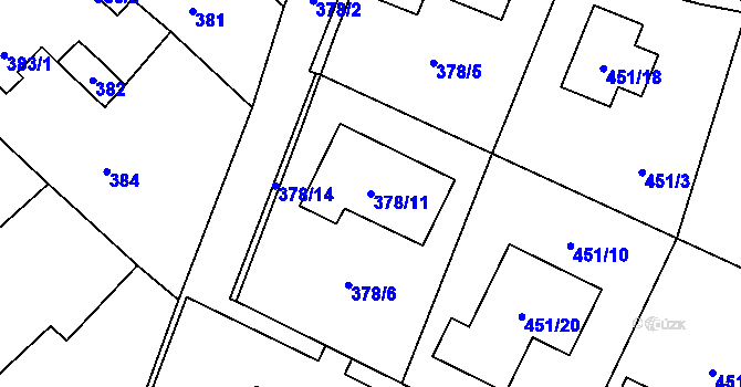 Parcela st. 378/11 v KÚ Březno u Chomutova, Katastrální mapa