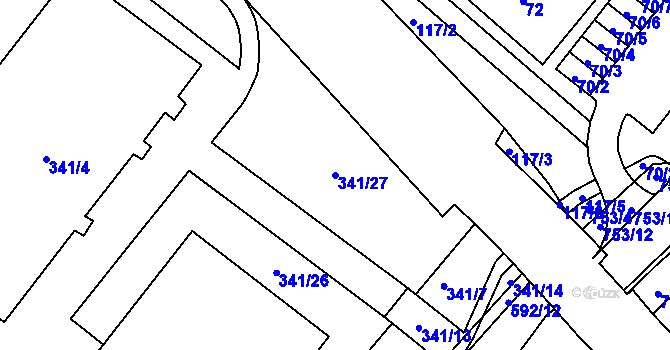Parcela st. 341/27 v KÚ Březno u Chomutova, Katastrální mapa