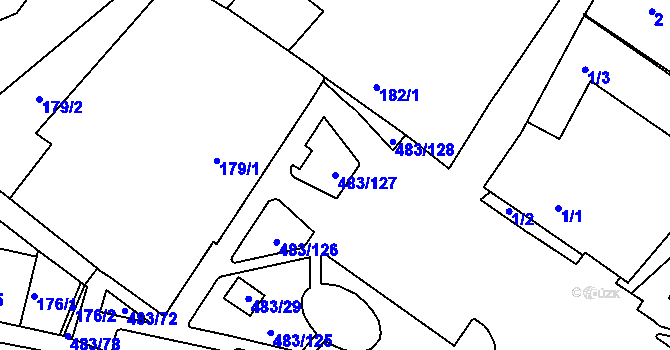 Parcela st. 483/127 v KÚ Březno u Chomutova, Katastrální mapa