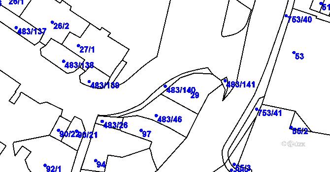 Parcela st. 483/140 v KÚ Březno u Chomutova, Katastrální mapa